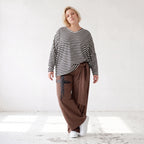 Marlenehose aus weichem Fleece mit Bindegürtel und weitem fließendem Bein winterwarm