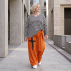 Marlenehose aus weichem Fleece mit Stretch und elastischem Bund mit Bindegürtel für Winter