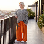 Marlenehose aus weichem Fleece mit Stretch und elastischem Bund mit Bindegürtel für Winter