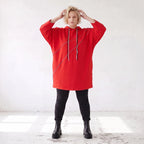 Roter Fleece Hoody in lässiger Passform kuschelig weich warm und bequem für kalte Tage
