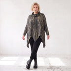 Wintershirt aus weichem Baumwolljersey mit Stretch in A-Linie Rollkragen mit Tunnelzug