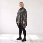 Langarmshirt aus Baumwolle in A-Linie Rollkragen Tunnelzug und asymmetrischem Zipfelsaum