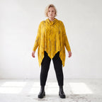 Wintershirt aus weichem Baumwolljersey mit Rollkragen Tunnelzug und Zipfelsaum A-Linie