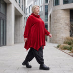 Veloursshirt in kuschelig weicher A-Linie mit Rollkragen und praktischen Seitentaschen