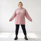 Rosa Ripp Hoodie mit Kapuze Kängurutasche und Stretch mit gerader bequemer Passform