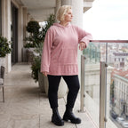 Rosa Ripp Hoodie mit Kapuze Kängurutasche und Stretch mit gerader bequemer Passform