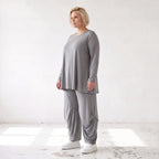 Langarmshirt in Glockenform aus Slinky mit Stretch und Rundhalsausschnitt fließend
