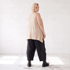 Ärmelloses Basic Top in A-Linie aus fließendem Slinkystoff mit Stretch und Zipfelsaum