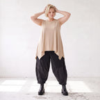 Ärmelloses Basic Top in A-Linie aus fließendem Slinkystoff mit Stretch und Zipfelsaum