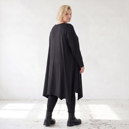 Fließendes A-Linienkleid aus Slinky mit Stretch und Rundhalsausschnitt pflegeleicht