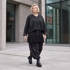 Stricküberwurf aus Baumwollmix mit Rundhalsausschnitt Taschen Langarm ohne Verschluss