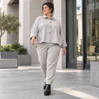 Karottenhose in grauer Jeansoptik mit elastischem Komfortbund und weicher Stretchqualität
