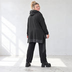 Winterhose aus Stretchjersey mit geradem Bein elastischem Bund und Overlocknahtdetail