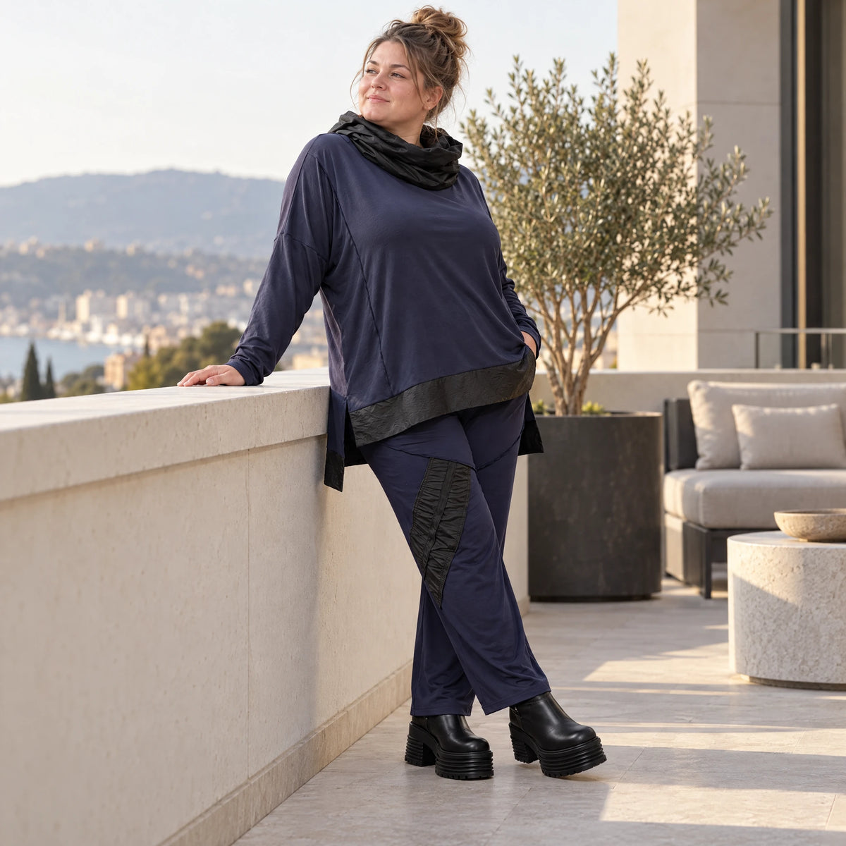 Jerseyhose mit Stretch und geradem Bein bequemer Bund weich fließend für kalte Tage