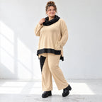 Rollkragenshirt aus Viskosejersey mit Taftdetail asymmetrisch vorne kurz hinten lang