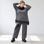 Wintershirt aus weichem Jersey mit Rollkragen Vokuhila Schnitt Taft und Seitenschlitzen