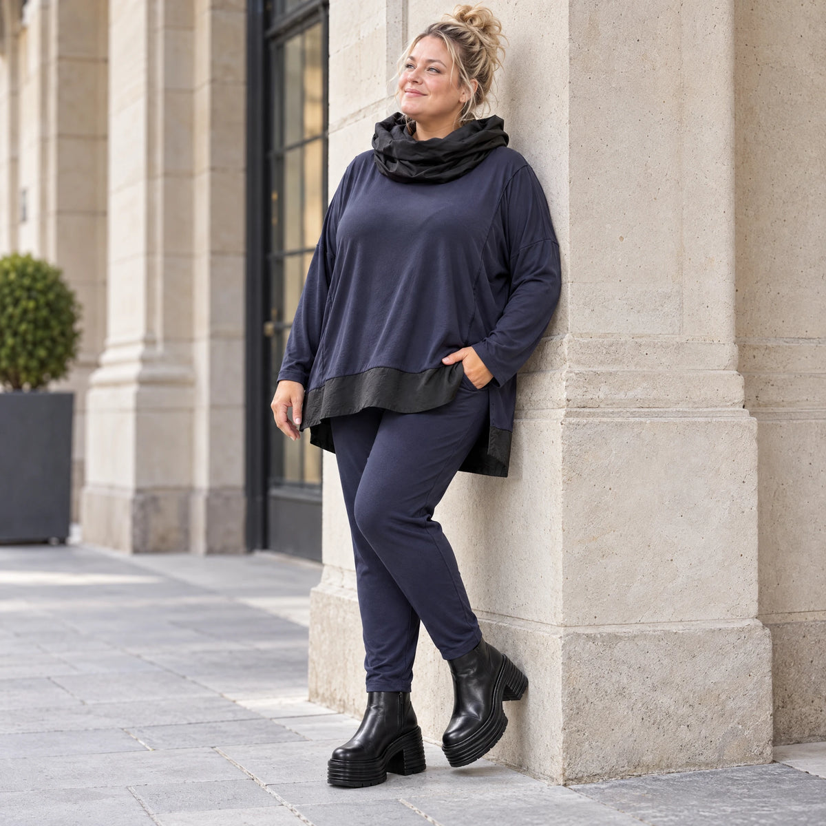 Winter Karottenleggings aus warmem Viskosejersey mit Stretch und bequemem Dehnbund