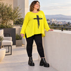 Langarmshirt in strahlendem Gelb aus weichem italienischem Stretchjersey mit A-Linie