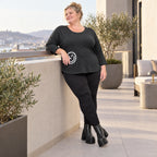 Schwarzes Basic Shirt aus weichem Stretchjersey mit Rundhalsausschnitt und 7/8-Arm
