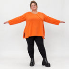 Langarmshirt in Orange aus weichem Stretchjersey mit Rundhalsausschnitt und A-Linie