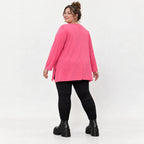 Pinkes Langarmshirt aus weichem Stretchjersey mit Rundhalsausschnitt und lässiger A-Linie