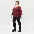 Langarmshirt aus kuscheligem Feinstrick mit Rundhalsausschnitt im Zebralook Rot/Schwarz