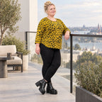 Flauschiges Feinstrickshirt in Gelb/Schwarz mit aufgesetzten Taschen für kalte Wintertage