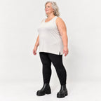 Ärmelloses Basic Top aus weichem Modal mit Stretch in Beige mit seitlichen Schlitzen