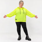 Hoody in Neongelb aus weichem Stretchjersey aus Italien mit Kapuze und gerader Passform