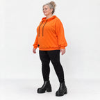 Hoody in leuchtendem Orange aus weichem Stretchjersey mit Kapuze und langen Ärmeln