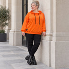 Hoody in leuchtendem Orange aus weichem Stretchjersey mit Kapuze und langen Ärmeln