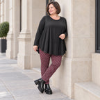 Karottenhose aus fließendem Bengaline in Fuchsia/Schwarz/Weiß mit elastischem Bund