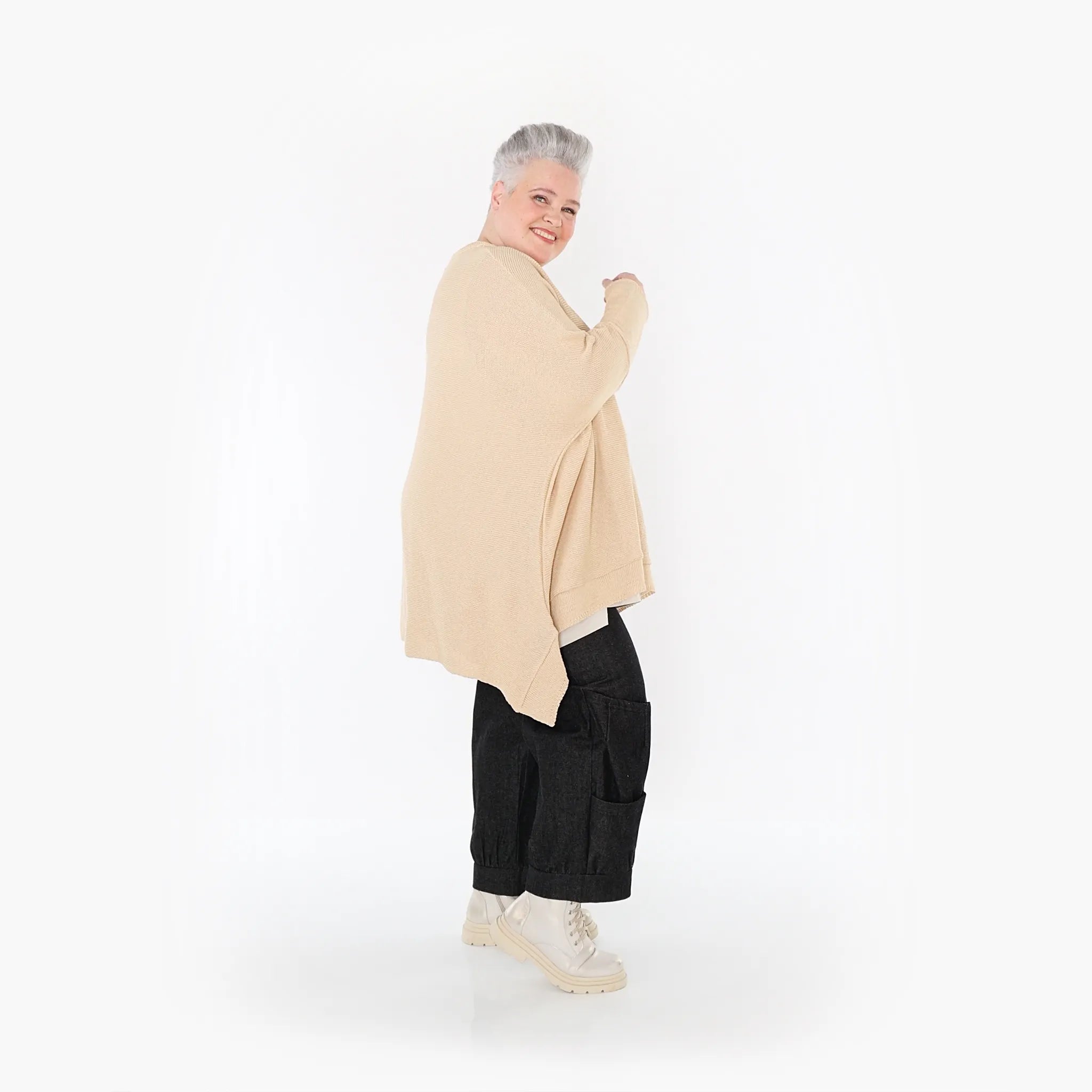  A-Form Bigshirt von AKH Fashion aus Baumwolle, 1110.02307, Sand, Ausgefallen, Zeitlos, Schick