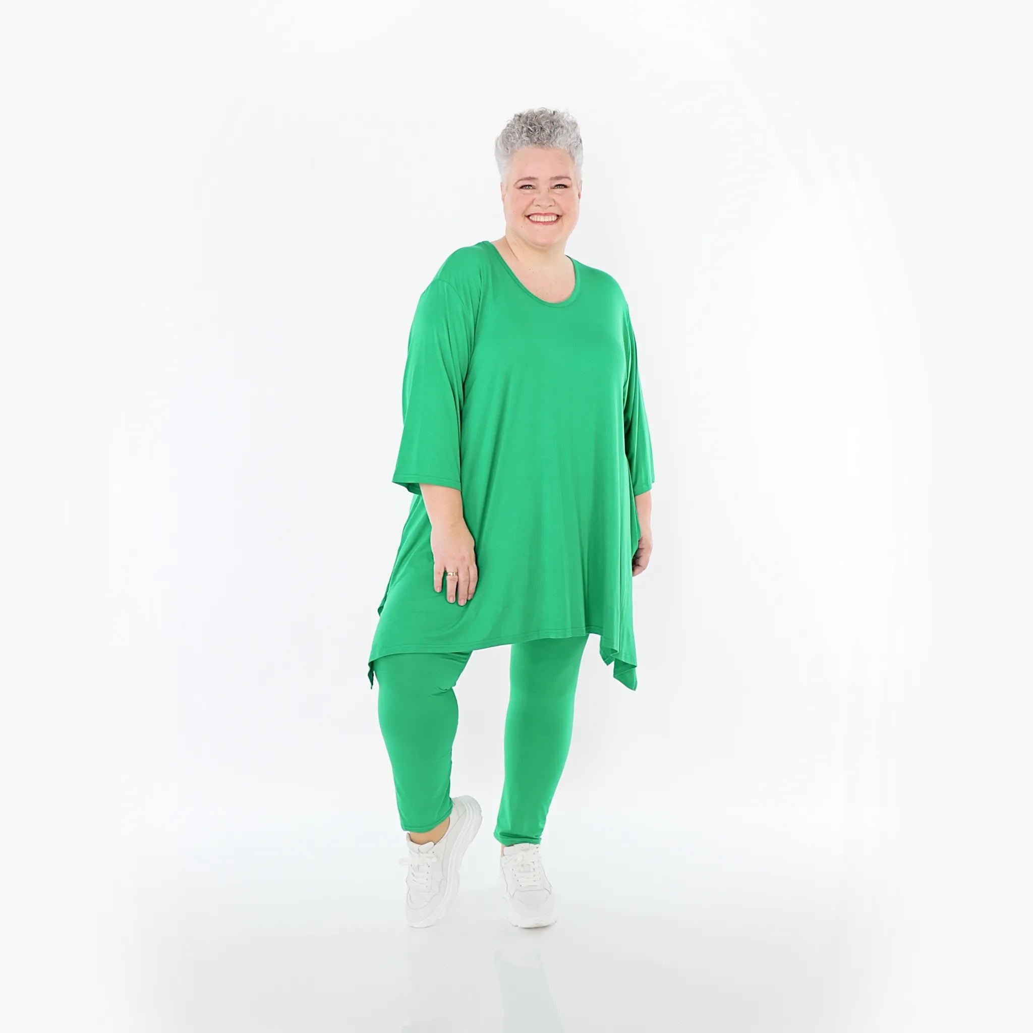  A-Form Bigshirt von AKH Fashion aus Viskose, 1233.01019, Grün, Ausgefallen, Zeitlos, Schick
