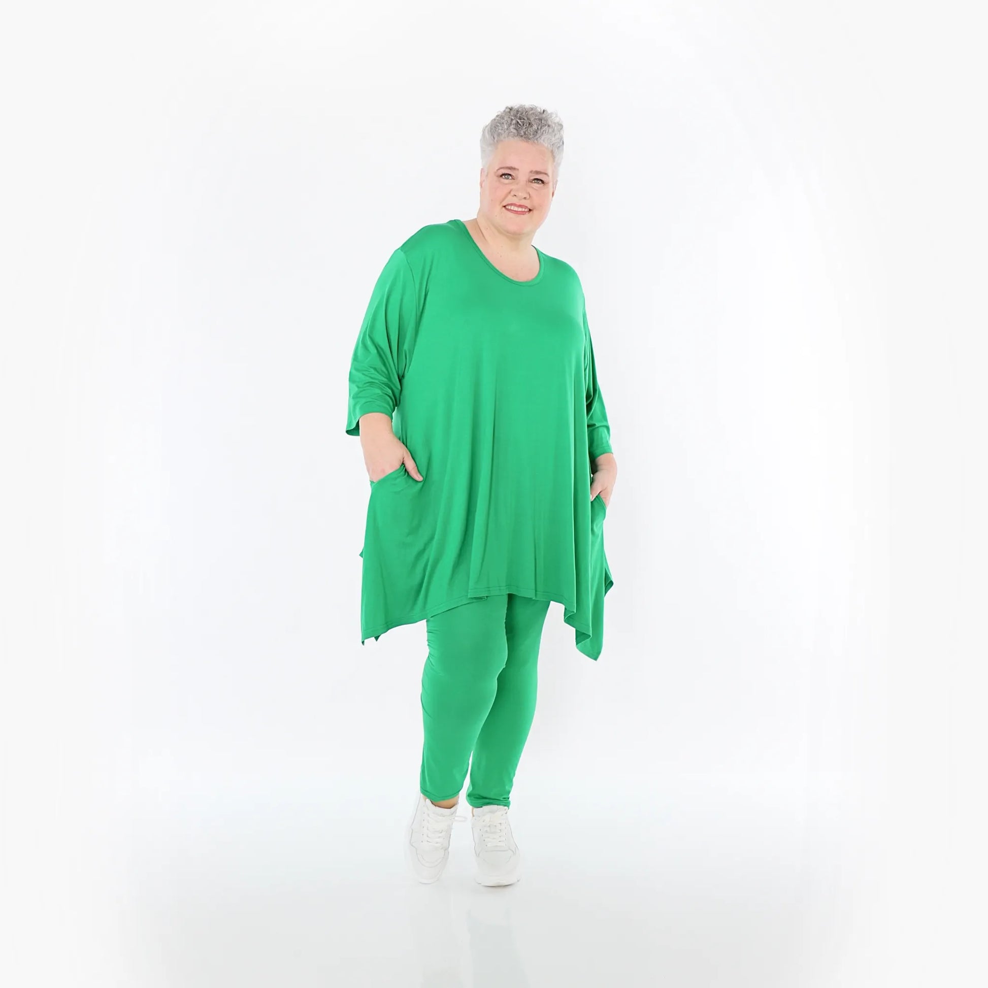  A-Form Bigshirt von AKH Fashion aus Viskose, 1233.01019, Grün, Ausgefallen, Zeitlos, Schick