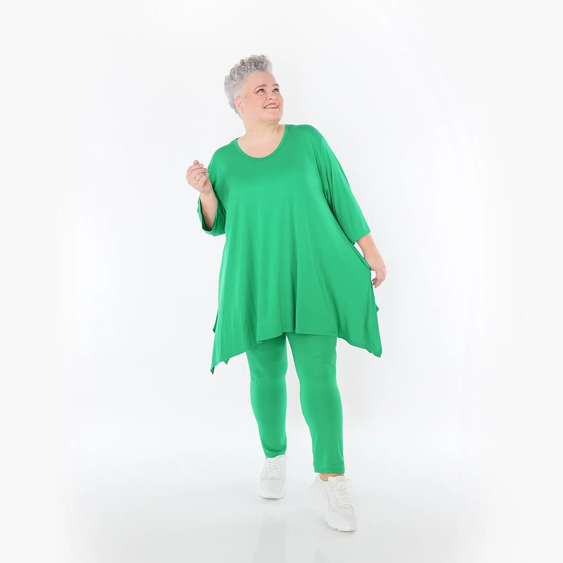  A-Form Bigshirt von AKH Fashion aus Viskose, 1233.01019, Grün, Ausgefallen, Zeitlos, Schick