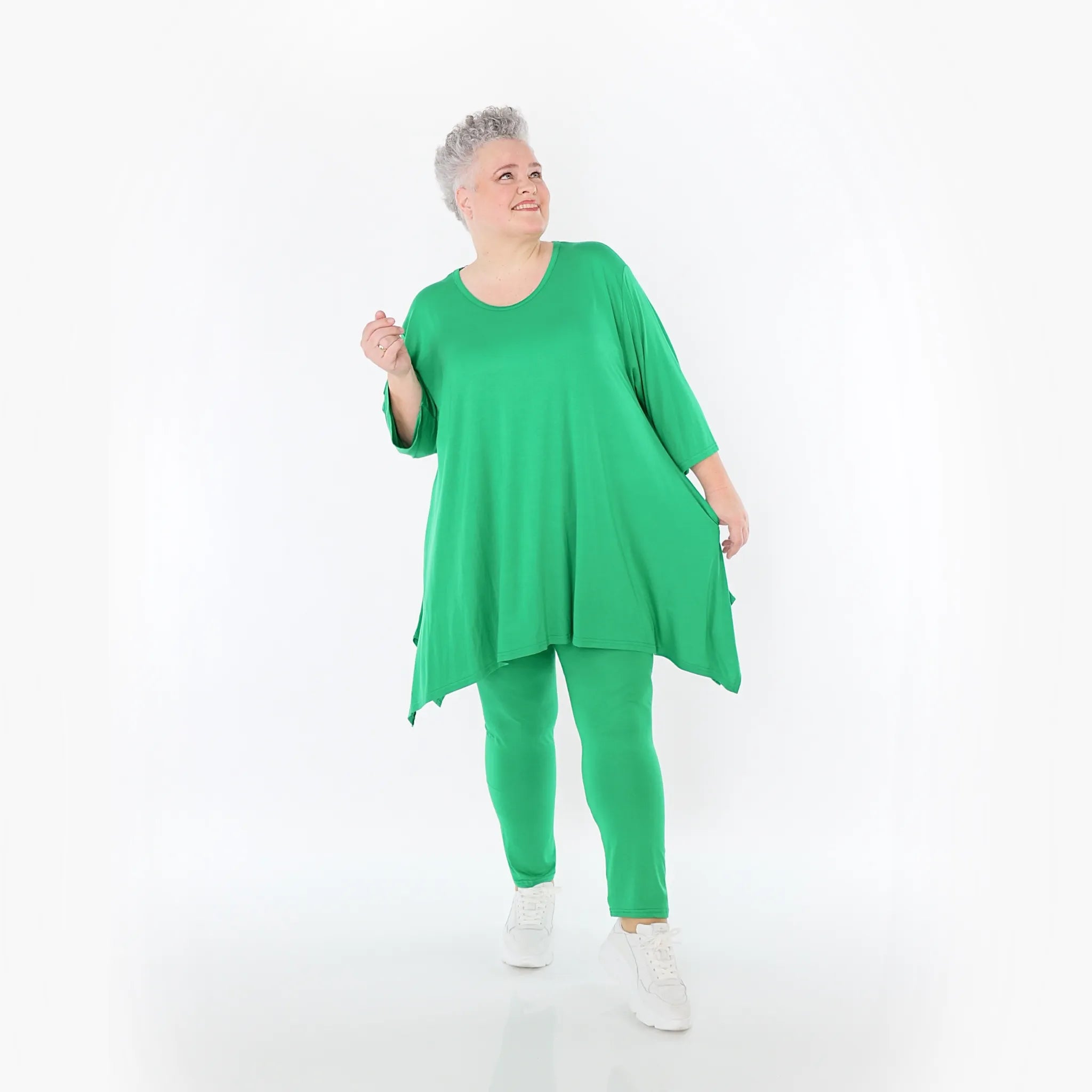 A-Form Bigshirt von AKH Fashion aus Viskose, 1233.01019, Grün, Ausgefallen, Zeitlos, Schick
