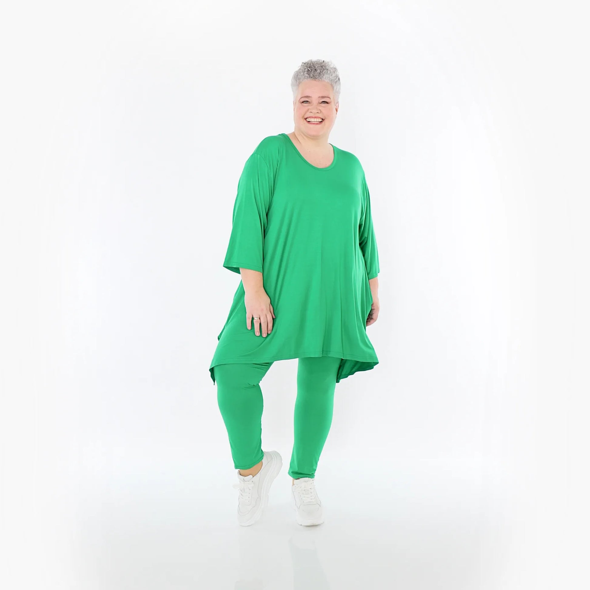  A-Form Bigshirt von AKH Fashion aus Viskose, 1233.01019, Grün, Ausgefallen, Zeitlos, Schick