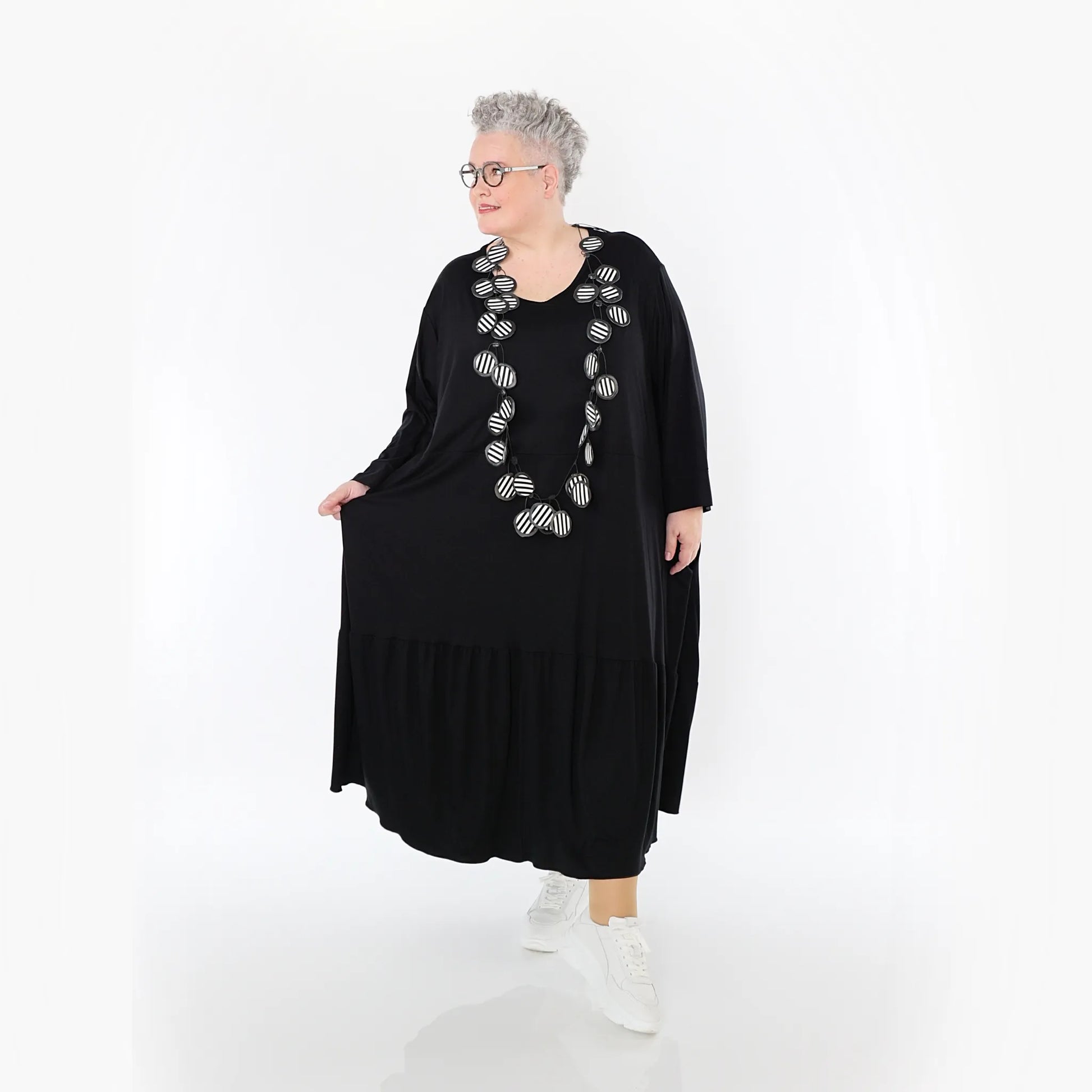  Ballonkleid von AKH Fashion aus Viskose, 1233.06712, Schwarz, Ausgefallen, Zeitlos, Schick