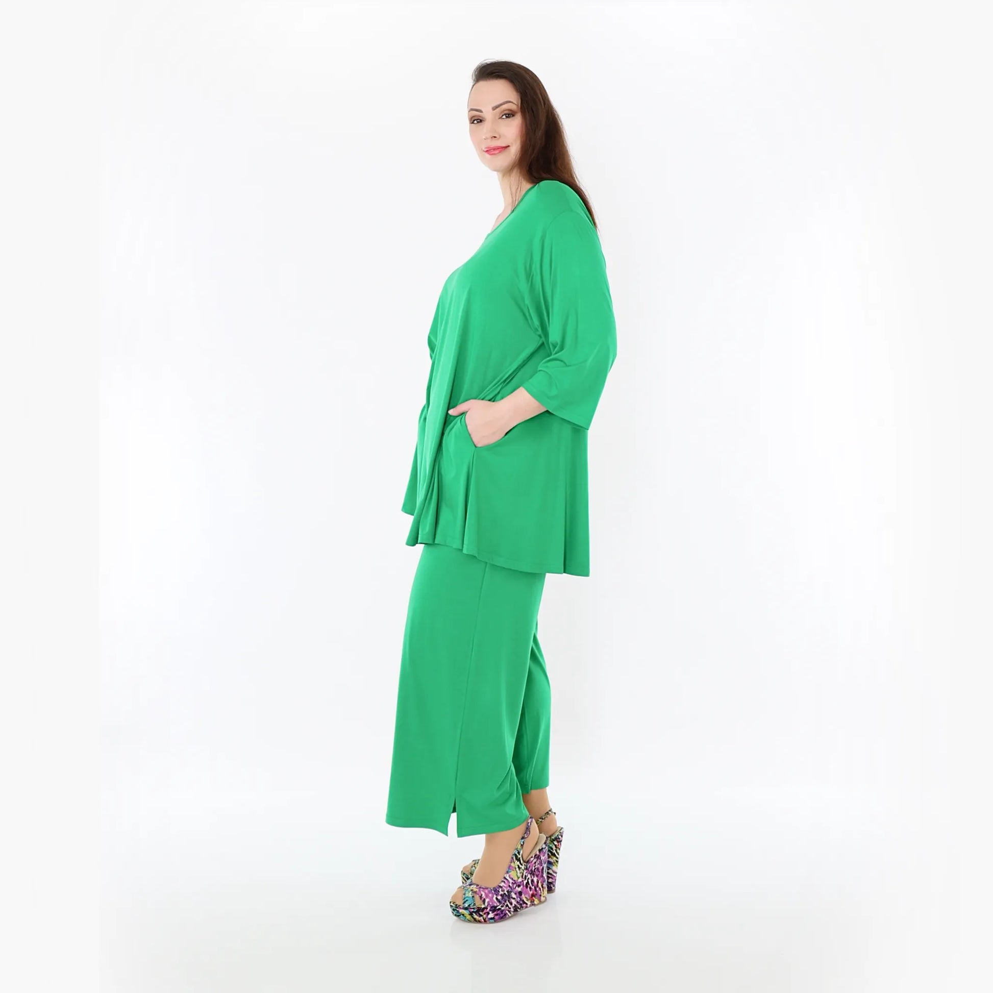  AKH Fashion Bigshirt in Glocken-Form, aus Viskose, 1233.01892, Grün, Ausgefallen, Zeitlos