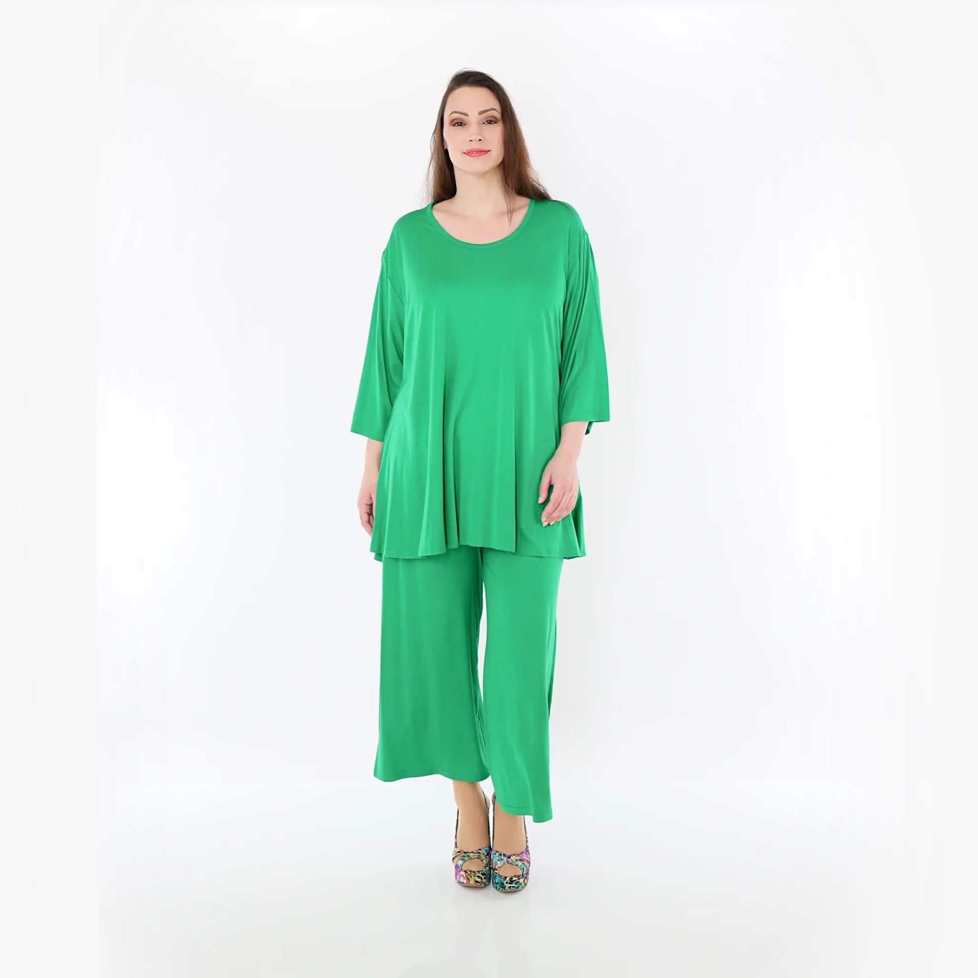  AKH Fashion Bigshirt in Glocken-Form, aus Viskose, 1233.01892, Grün, Ausgefallen, Zeitlos