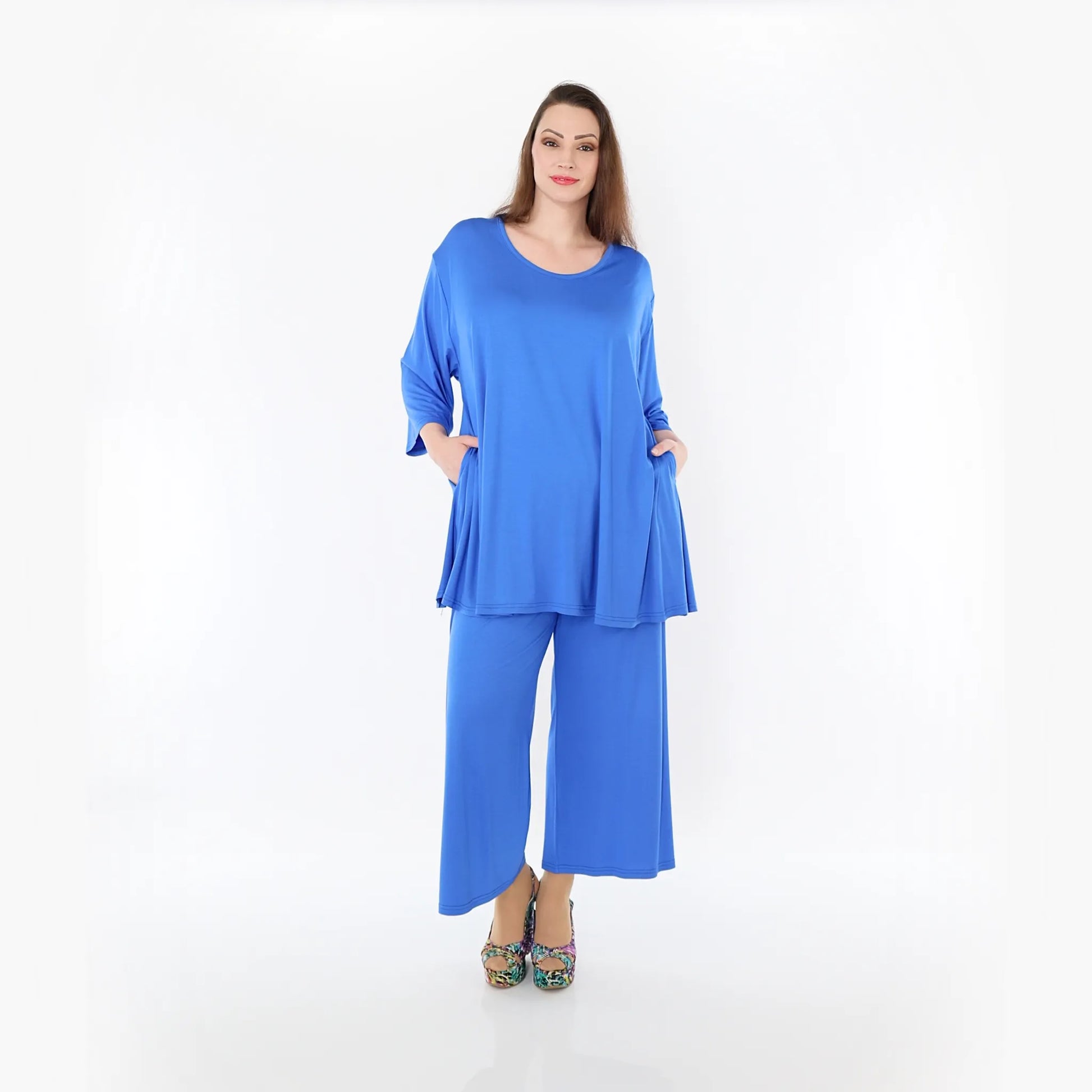  AKH Fashion Bigshirt in Glocken-Form, aus Viskose, 1233.01892, Royalblau, Ausgefallen, Schick