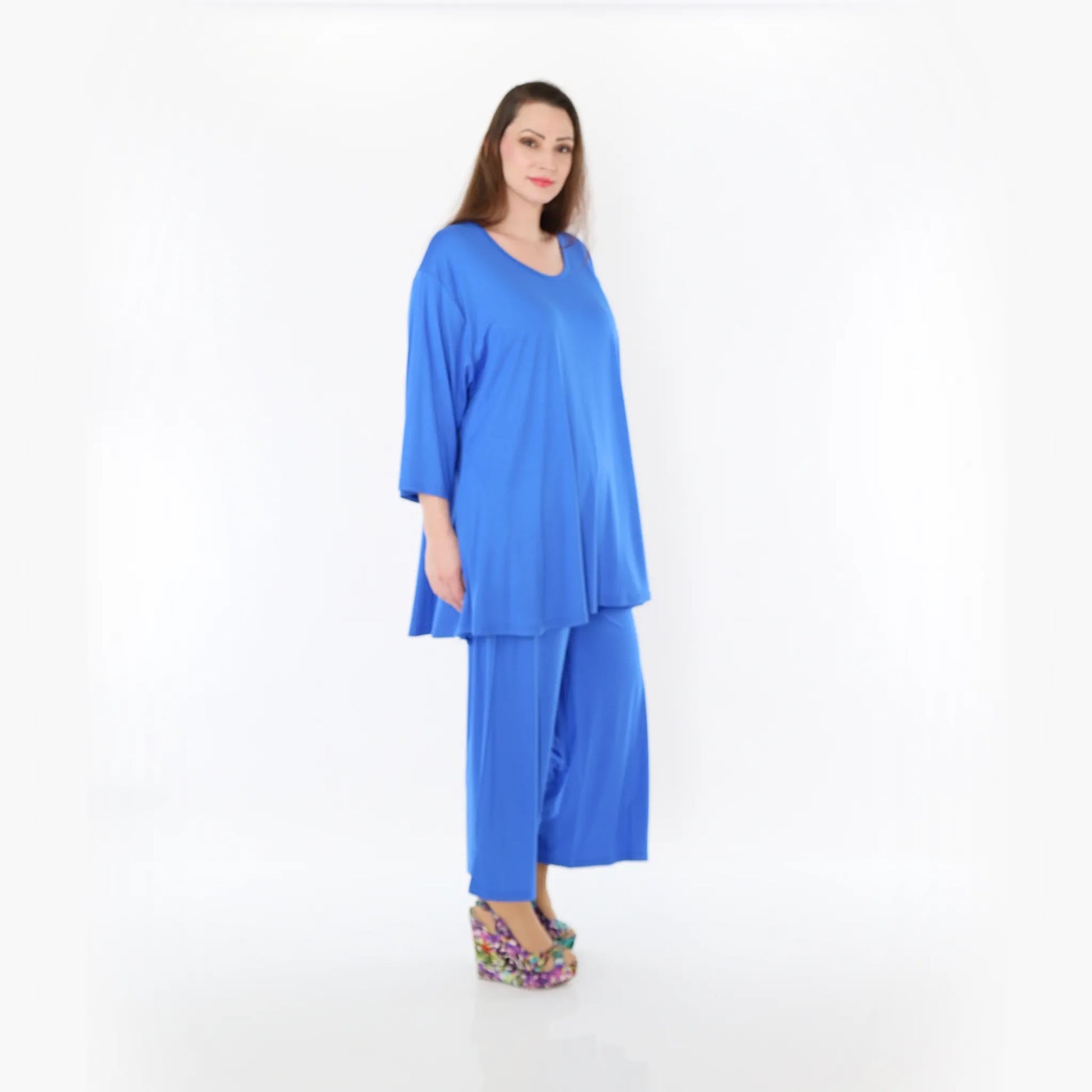  AKH Fashion Bigshirt in Glocken-Form, aus Viskose, 1233.01892, Royalblau, Ausgefallen, Schick
