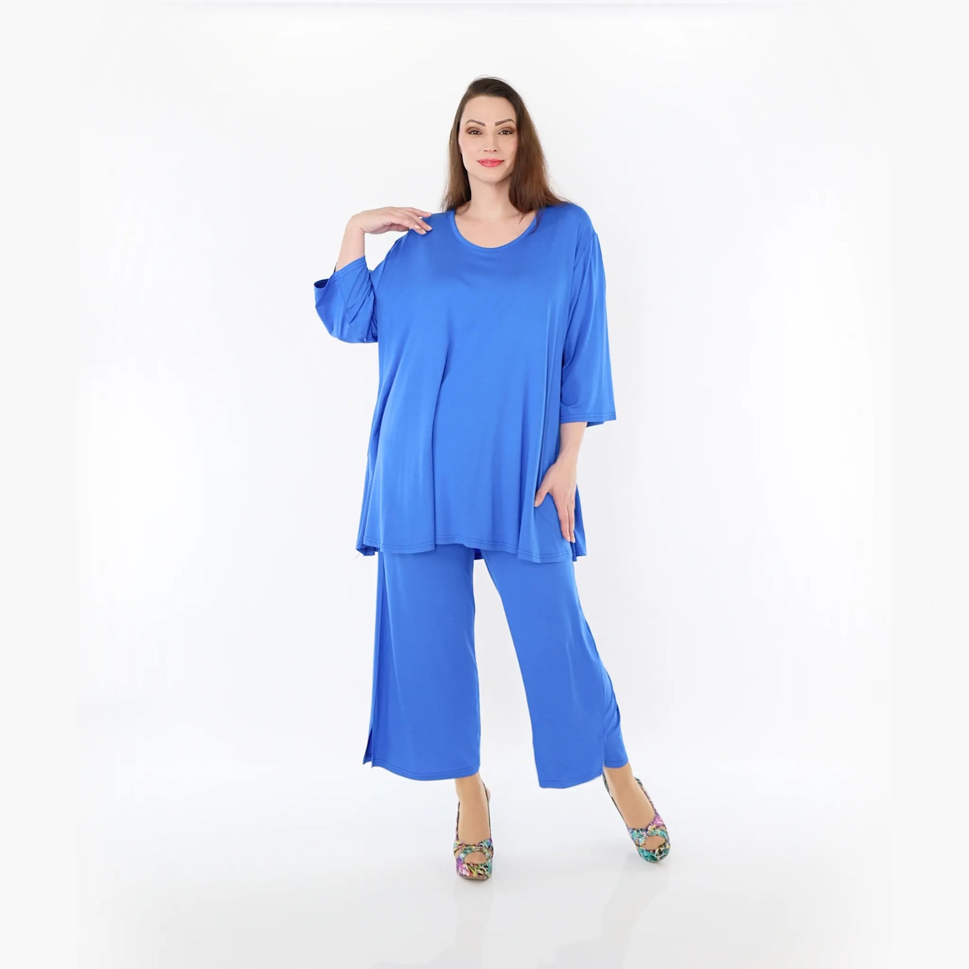  AKH Fashion Bigshirt in Glocken-Form, aus Viskose, 1233.01892, Royalblau, Ausgefallen, Schick