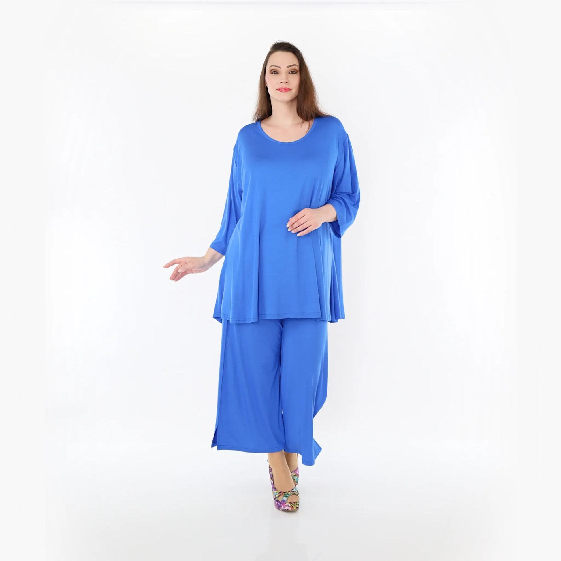  AKH Fashion Bigshirt in Glocken-Form, aus Viskose, 1233.01892, Royalblau, Ausgefallen, Schick