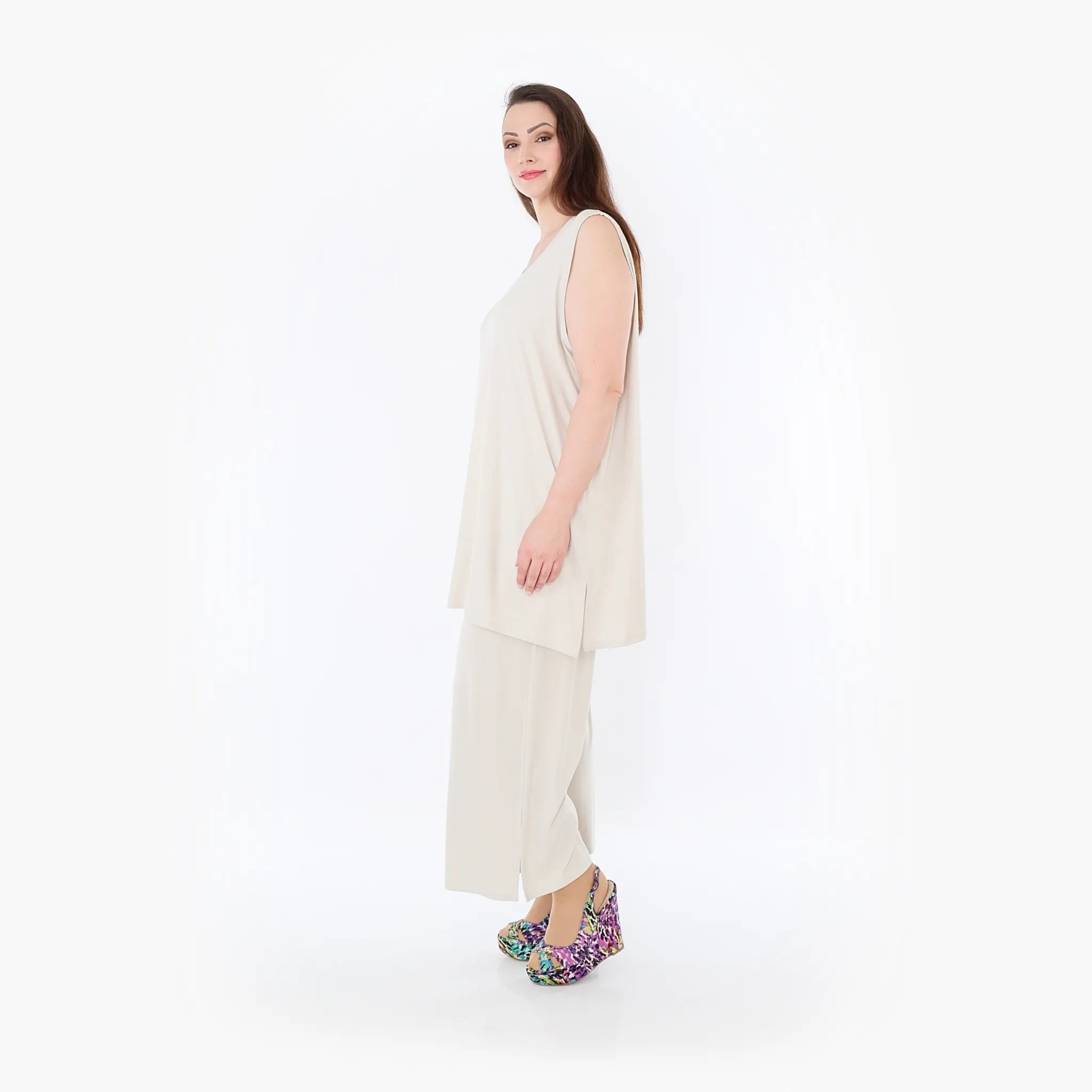  AKH Fashion Hose in gerader Form, aus Viskose, 1233.00225, Beige, Ausgefallen, Zeitlos