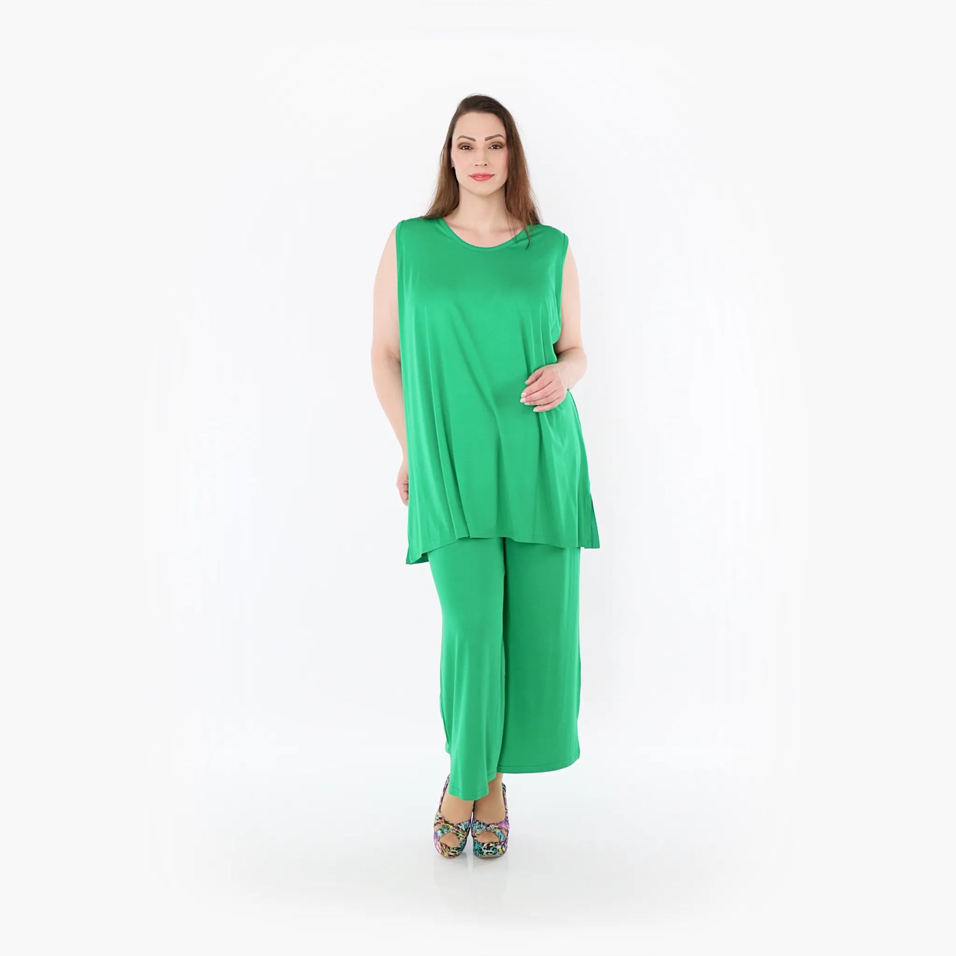  AKH Fashion Hose in gerader Form, aus Viskose, 1233.00225, Grün, Ausgefallen, Zeitlos