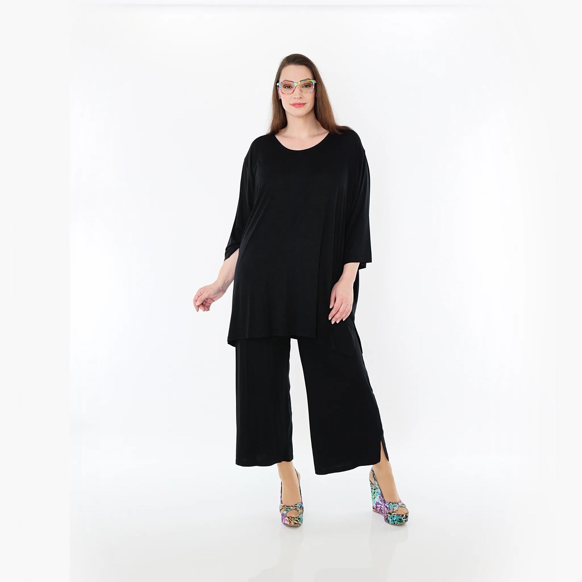  AKH Fashion Bigshirt in gerader Form, aus Viskose, 1233.07054, Schwarz, Ausgefallen, Zeitlos