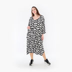  Ballonkleid von AKH Fashion aus Materialmix, 1314.06025, Weiß/Schwarz, Kariert, Schick