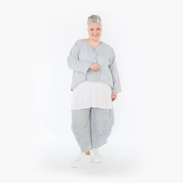  AKH Fashion Jacke in gerundeter Form, aus Materialmix, 1372.00130, Hellgrau, Ausgefallen